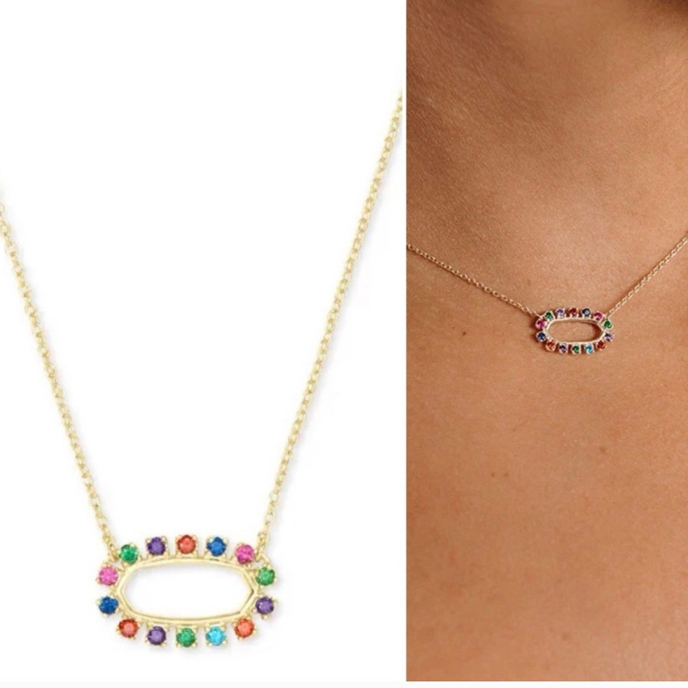 Kendra Scott Gold Necklace with Multicolor Gemstones